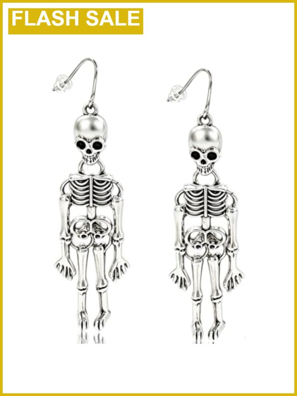 Skeleton Dangle Earrings Alloy 2.9in Halloween Jewelry Gift